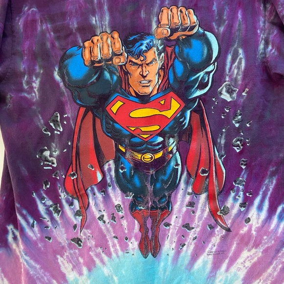Vintage 1997 Changes Superman T-Shirt Mens XL Tie Dye DC Comics AOP 90s USA Tee - Picture 2 of 10